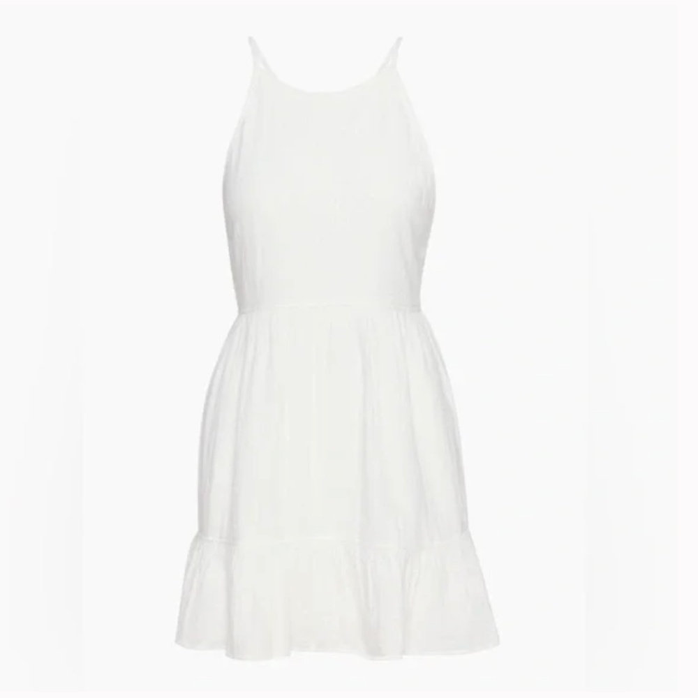 Sunday Best Organic Cotton Veruca High Neck Ruffle Gauze White Mini Dress (XS)